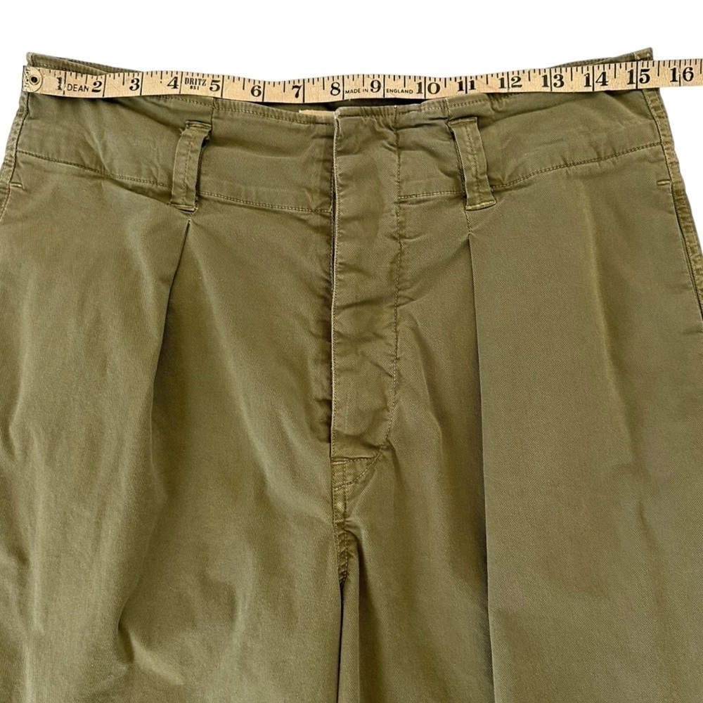 Nili Lotan Army Green Wide Leg Cropped Pants High Waist 4 - Picture 10 of 13